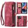 CaseMe 008 iPhone 14 Plus Cover Aftageligt 2-i-1-pungetui med Seddelrum - Rød