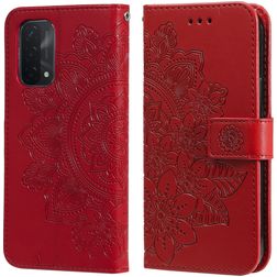 Mobigear Flowers OPPO A74 5G Lompakkokotelo + Setelitasku - Punainen