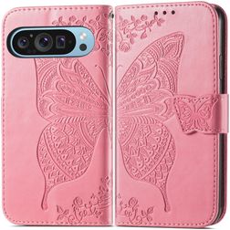 Mobigear Butterfly Google Pixel 9 Etui z klapką typu portfel - Różowy