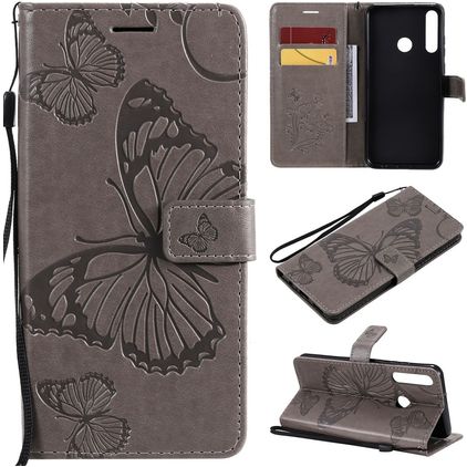 Mobigear Butterfly Huawei Y6p Funda tipo libro Cartera - Gris