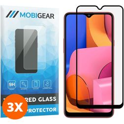 Mobigear Premium Samsung Galaxy A20s Cristal templado Protector de pantalla - Compatible con fundas - Negro (pack de 3)