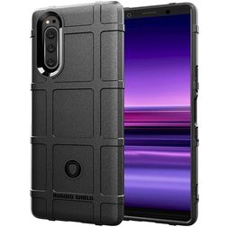 Mobigear Rugged Shield Sony Xperia 5 TPU flexível Capa traseira Antichoque - Preto