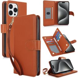Mobigear Wallet iPhone 15 Pro Capa livro Carteira - Castanho