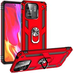Mobigear Armor Ring Xiaomi Redmi 10C Hardcase Etui plecki Wstrząsoodporne z pierścieniem - Czerwony