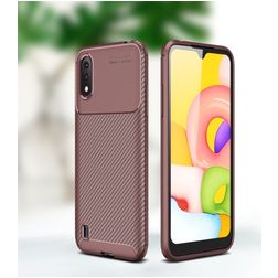 Mobigear Racing Samsung Galaxy A01 TPU flexible Carcasa - Marrón