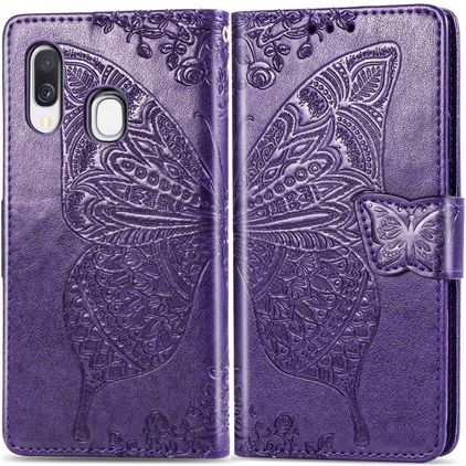 Mobigear Butterfly Samsung Galaxy A40 Funda tipo libro Cartera - Morado
