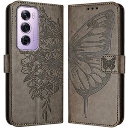 Mobigear Butterfly OPPO Reno 12 Pro Lompakkokotelo + Setelitasku - Harmaa