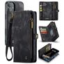 CaseMe 008 iPhone 16 Funda tipo libro 2 en 1 con carcasa extraíble Cartera - Negro
