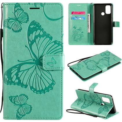Mobigear Butterfly OPPO A53s Plånboksfodral med sedelfack - Turkos