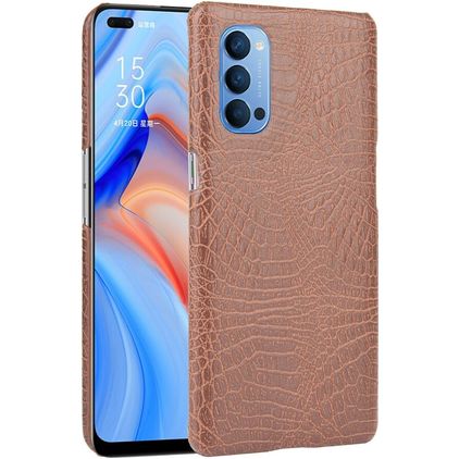 Mobigear Croco OPPO Reno 4 Plástico rígido Capa traseira - Castanho