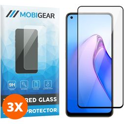 Mobigear Premium OPPO Reno 8 Tempered Glass Screen Protector - Case Friendly - Black (3-Pack)