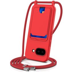 Mobigear Lanyard Card Google Pixel 10a Silicone Case with lanyard and Card Holder - Red