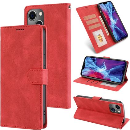 Mobigear Wallet iPhone 14 Pungetui med Seddelrum - Rød