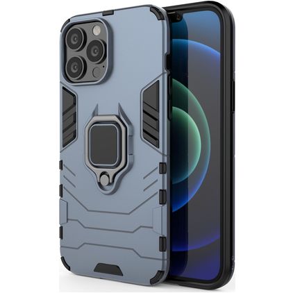 Mobigear Armor Ring iPhone 13 Pro Max Plástico rígido Capa traseira Antichoque com anel - Azul