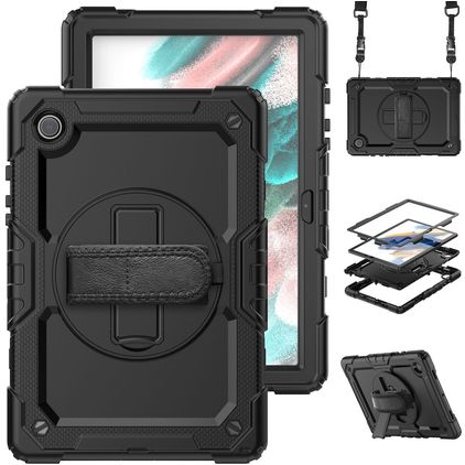 Mobigear SureGrip Xtreme Samsung Galaxy Tab A8 10.5 (2021) Fodral Hårdplast / Silikon Skal + Axelrem + Ställ - Svart