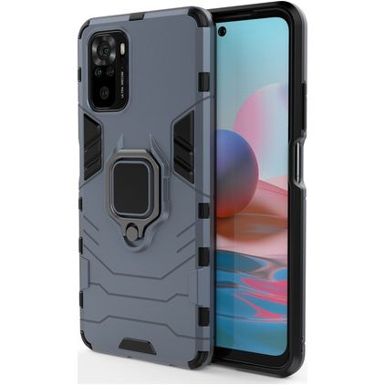 Mobigear Armor Ring Xiaomi Redmi Note 10 4G Hard Case Back cover Shockproof with Ring Holder - Blue