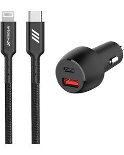 Mobigear Essentials Dual USB / USB-C Billaddare Apple Lightning 1 m Power Delivery 48W - Svart