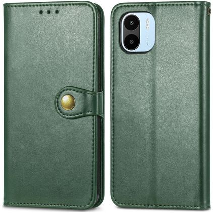 Mobigear Snap Button Xiaomi Redmi A1 4G Lompakkokotelo + Setelitasku - Vihreä