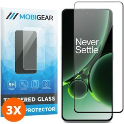 Mobigear Premium OnePlus Nord 3 Panssarilasi Näytönsuoja - Suojakuoren kanssa yhteensopiva - Musta (3 kpl)