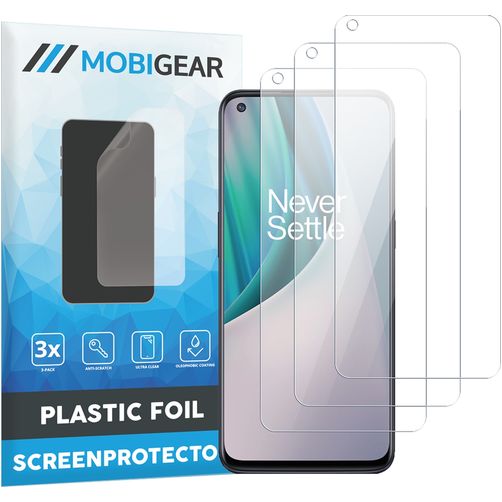 Mobigear OnePlus Nord N10 5G Película de ecrã em plástico - Compatível com capas (Pack de 3)
