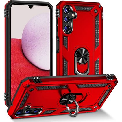 Mobigear Armor Ring Samsung Galaxy A14 Funda Plástico rígido Carcasa Antigolpes con anillo - Rojo
