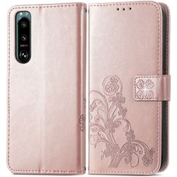 Mobigear clover Sony Xperia 5 IV Capa livro Carteira - Rosa dourado