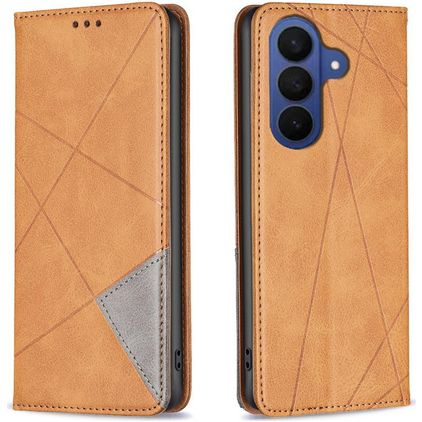 Mobigear Rhombus Slim Samsung Galaxy S26 FE Cover a libro - Cognac
