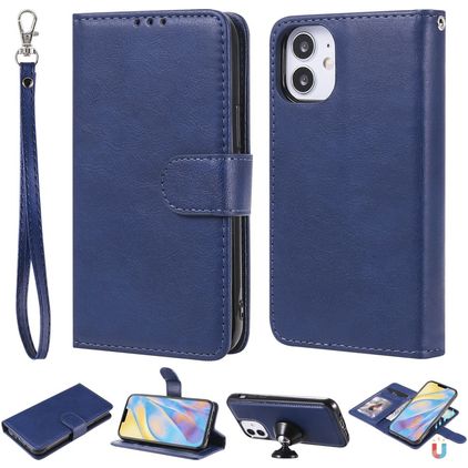 Mobigear Wallet iPhone 12 Mini Funda tipo libro 2 en 1 con carcasa extraíble Cartera - Azul
