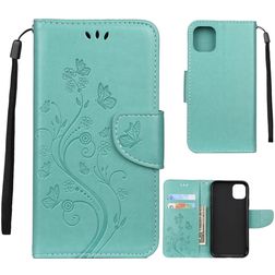 Mobigear Flowers iPhone 11 Pro Wallet case - Turquoise