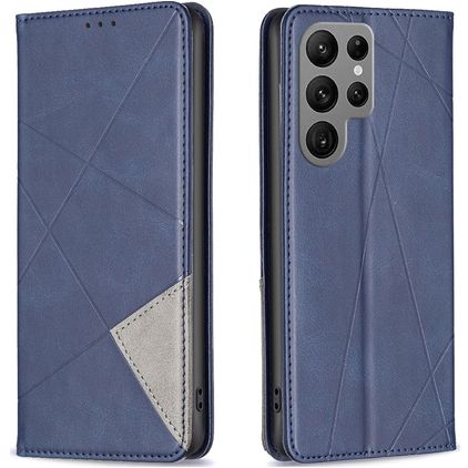 Mobigear Rhombus Slim Samsung Galaxy S23 Ultra Cover a libro - Blu