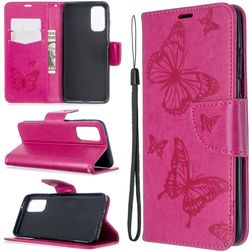 Mobigear Butterfly Samsung Galaxy S20 Pungetui med Seddelrum - Magenta