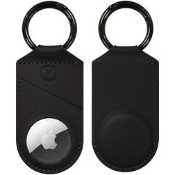 Valenta Snap Apple AirTag Suojakotelo Aito nahka Avaimenperä - Musta