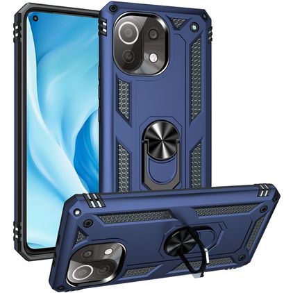 Mobigear Armor Ring Xiaomi Mi 11 Lite Fodral Hårdplast Skal Stötsäkert med ringhållare - Blå