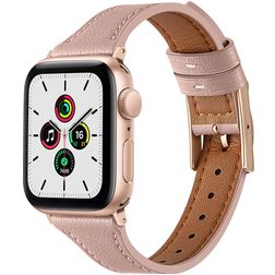 Mobigear Napoli Aito nahka Apple Watch Ranneke Solki - 49/46/45/44 mm - Vaaleanpunainen