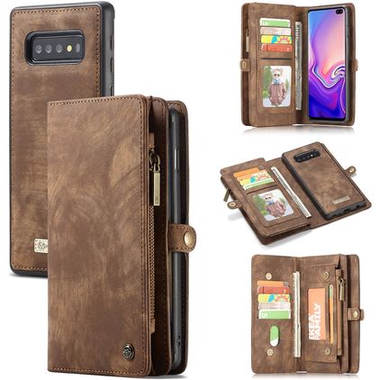 CaseMe 008 Samsung Galaxy S10 Cover Aftageligt 2-i-1-pungetui med Seddelrum - Brun