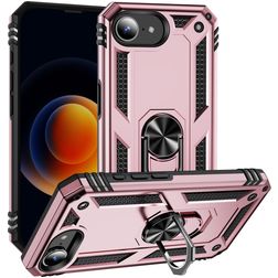 Mobigear Armor Ring iPhone 16e Plástico rígido Capa traseira Antichoque com anel - Rosa dourado