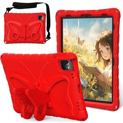 Mobigear Butterfly iPad Air 11 polegadas (2026) Espuma EVA Capa traseira + Alça de ombro + Suporte - Vermelho