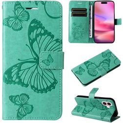 Mobigear Butterfly iPhone 16 Funda tipo libro Cartera - Verde