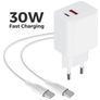 Mobiparts Wall Charger Dual USB / USB-C USB-C 1 Meter Power Delivery 30W 3A - White
