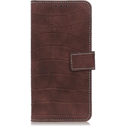 Mobigear Croco Motorola Moto G60s Knížkové pouzdro Peněženka - Hnědá