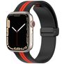 Mobigear Stripe Mag Silikone Apple Watch Urrem Magnetlås - 42/41/40/38 mm - Sort / Rød