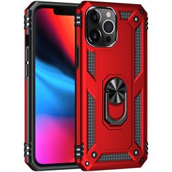 Mobigear Armor Ring iPhone 13 Pro Max Hard Case Back cover Shockproof with Ring Holder - Red