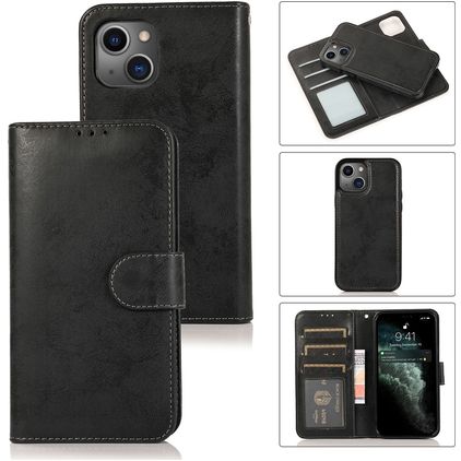 Mobigear Wallet iPhone 13 Pro Max Funda tipo libro 2 en 1 con carcasa extraíble Cartera - Negro