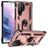 Mobigear Armor Ring Samsung Galaxy S23 Ultra Funda Plástico rígido Carcasa Antigolpes con anillo - Oro rosa