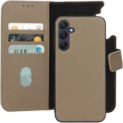 Mobiparts Samsung Galaxy A25 Case Genuine Leather Detachable 2-in-1 Wallet Case Wallet - Taupe