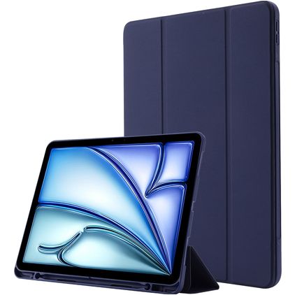 Mobigear Tri-Fold Gel iPad Air 11 polegadas (2025) TPU / Pele sintética Capa livro + Suporte para caneta stylus - Azul escuro