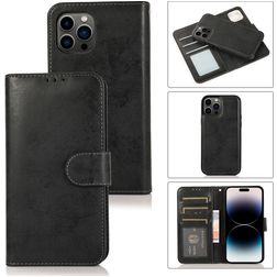 Mobigear Wallet iPhone 15 Pro Max 2-in-1-lompakkokotelo irrotettavalla kuorella + Setelitasku - Musta