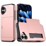 Mobigear Card iPhone 18 Funda Plástico rígido Carcasa Antigolpes con tarjetero - Rosa