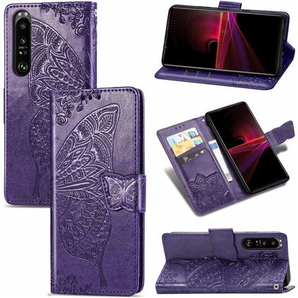 Mobigear Butterfly Sony Xperia 1 III Capa livro Carteira - Roxo