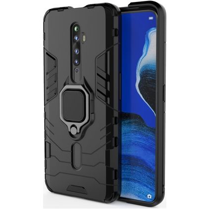 Mobigear Armor Ring OPPO Reno2 Z Hårdt Bagsidecover Stødsikkert med ringholder - Sort